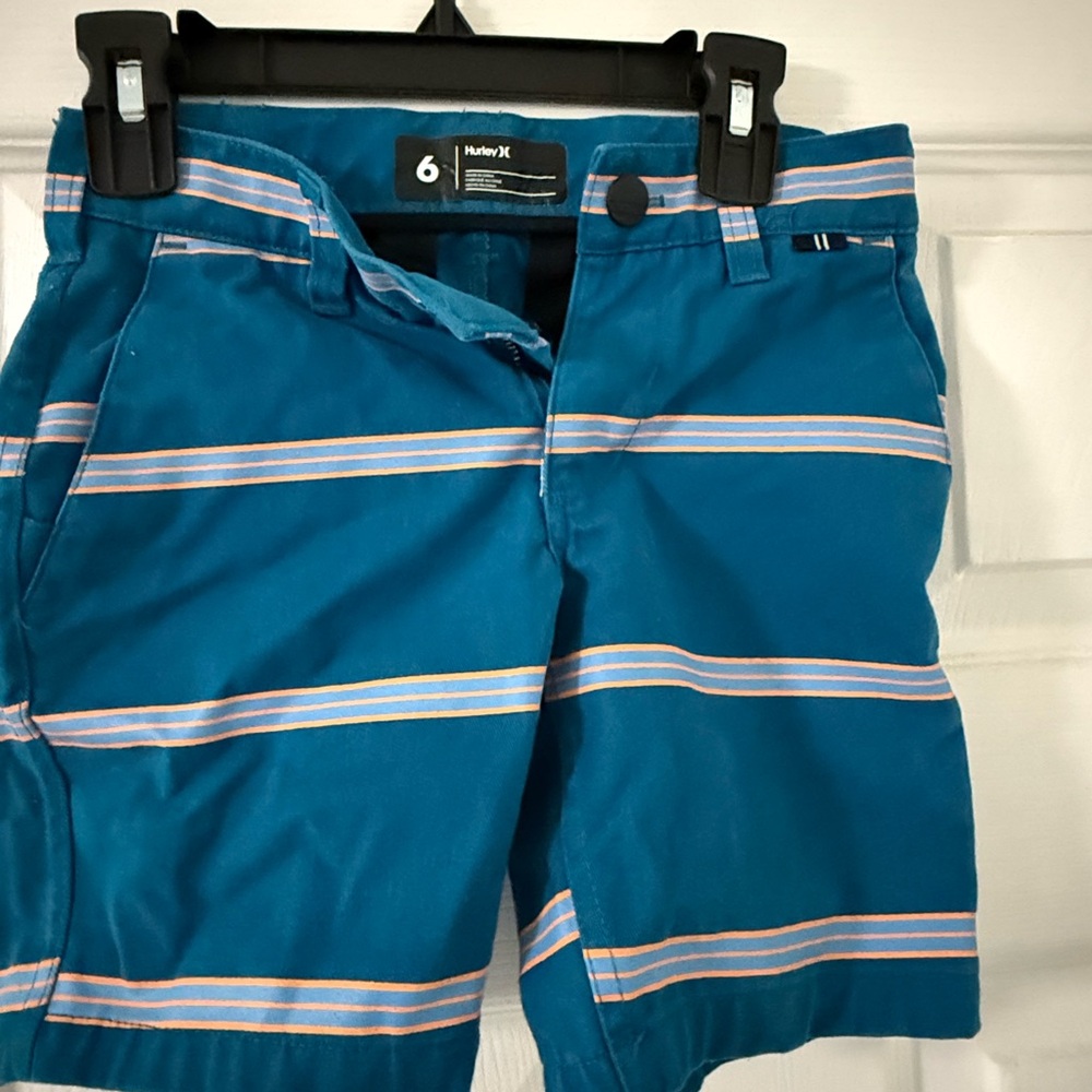 Hurley Teal Shorts with Orange Accents